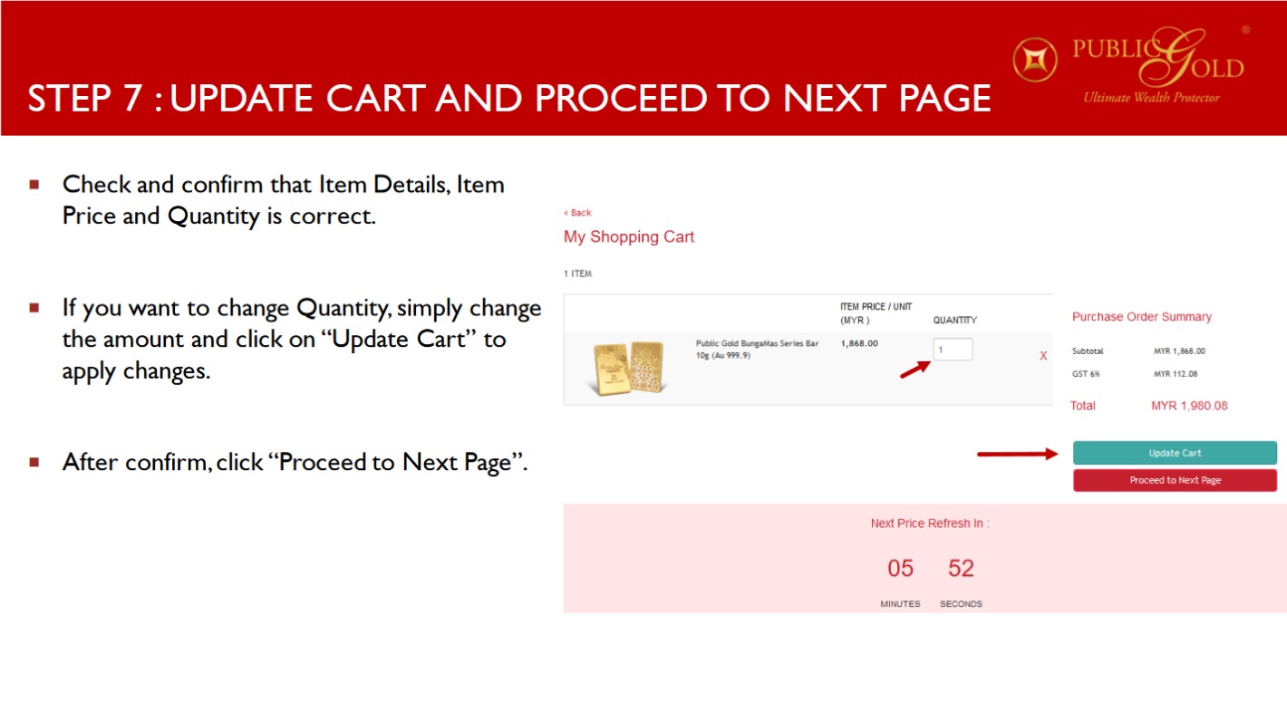 Step 7 Update cart amd go to next page.jpg