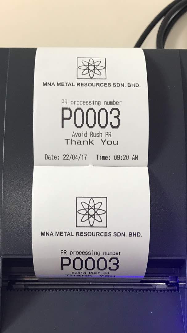 Customized printer ticket for Purchase Request