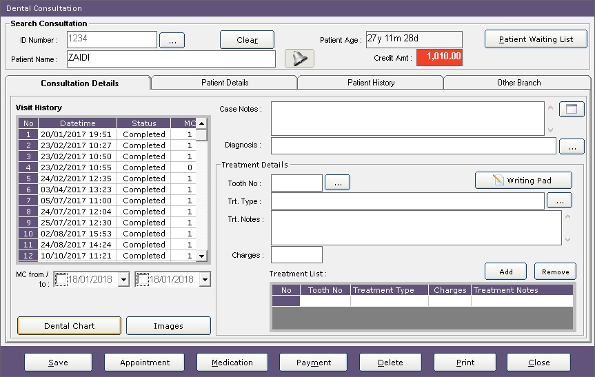 Dental Chart - Dental Management Software ( DMS )