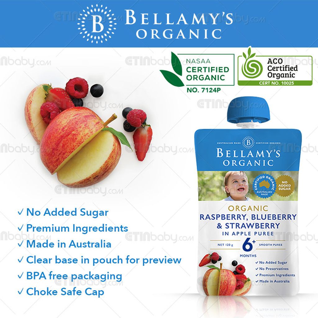 Bellamy's Organic Wet Pouch - Rasberry, Blueberry & Strawberry in apple puree 01.jpg