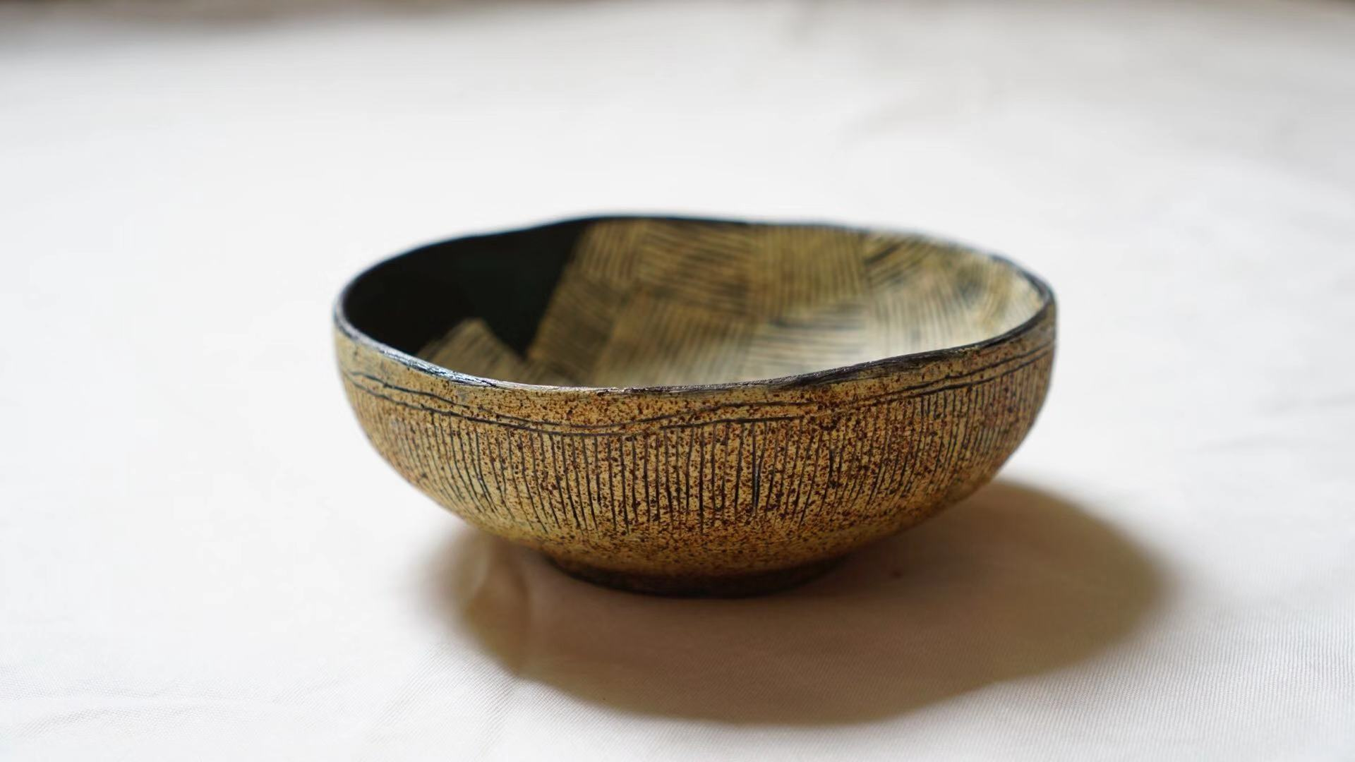 日本陶艺作家 小林幸市 手作 抽象纹 碗