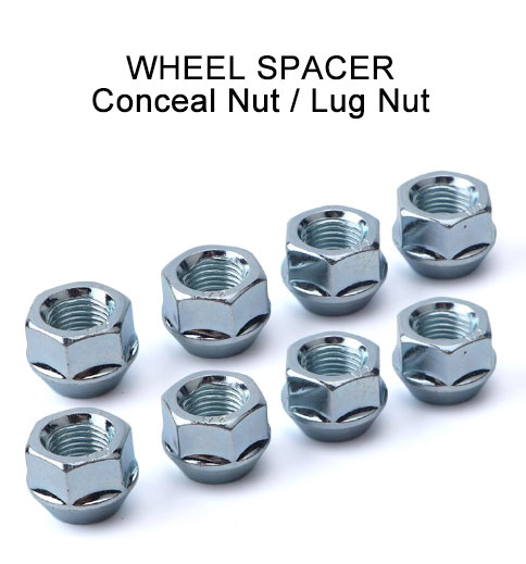 10-Pack Shallow Slim Open-Ended Wheel Spacer Nuts - 17mm Hex, 1/2" UNF Thread, Black
