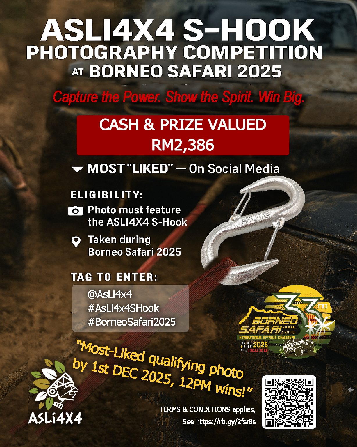 AsLi4x4 S-Hook Borneo Safari 2025 Photography Competition – Terms & Conditions