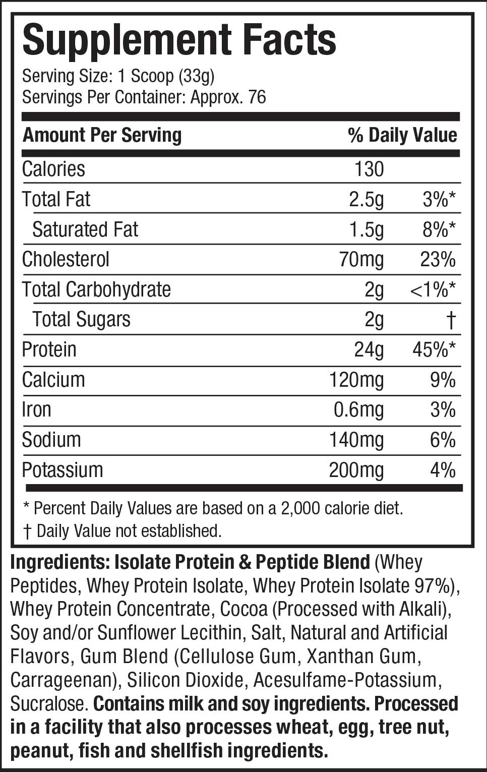whey gold nitrotech ingredient list for double rich choco