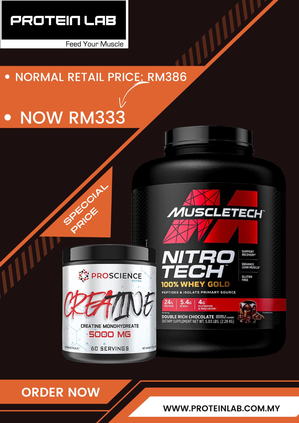 Muscletech Nitrotech Whey Gold 5lbs & ProScience Creatine Promotion