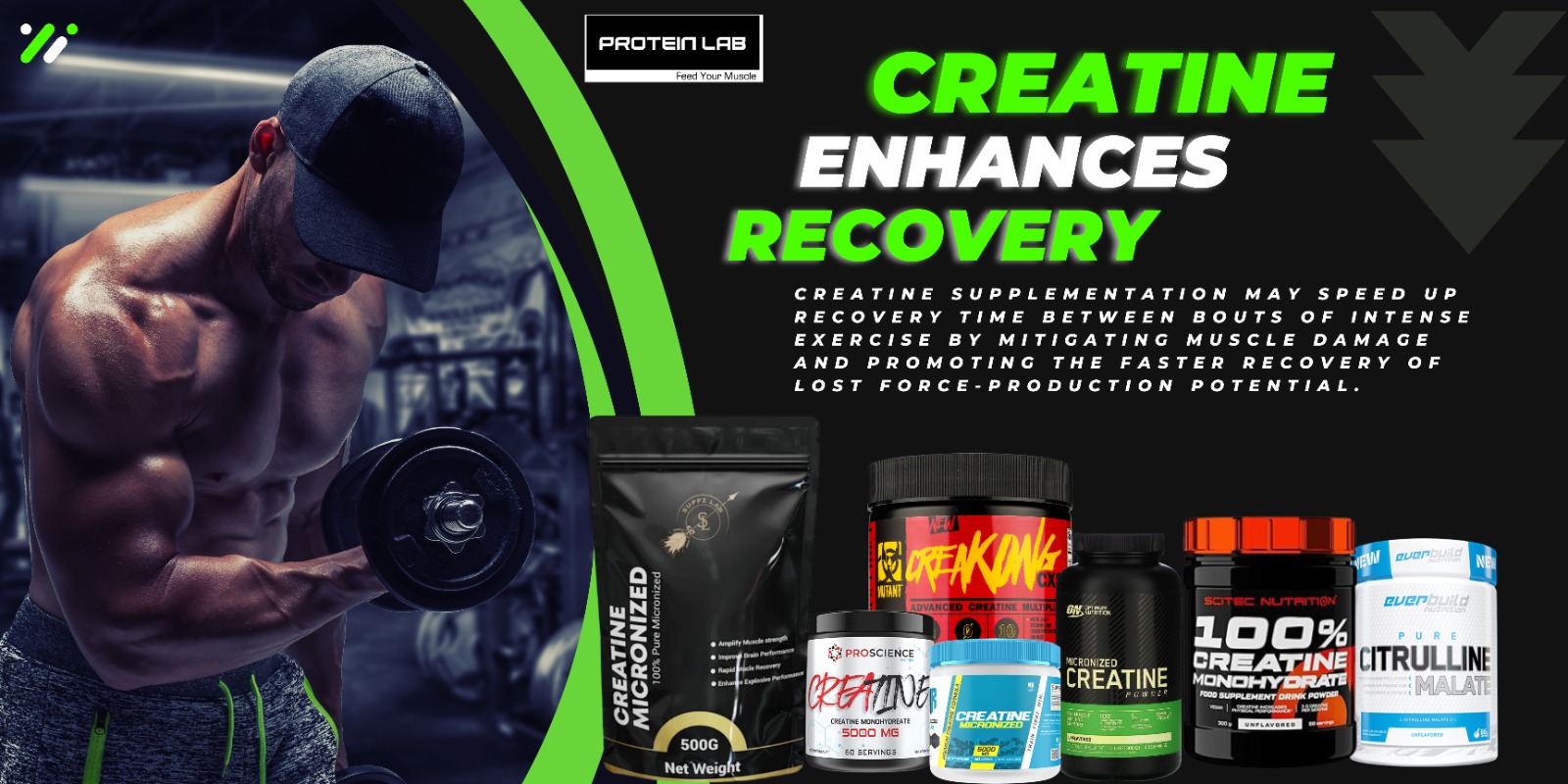 Creatine enhance recovery banner proteinlab malaysia poster