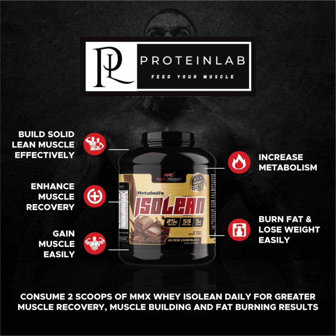 MMX Metabolix Isolean is the best whey in Malaysia that has 0 Sugar, 0 Fat, suitable for people with lactose intollerance, and it is 100% Isolate Whey. Come get yours now at Proteinlab Malaysia Poster 2