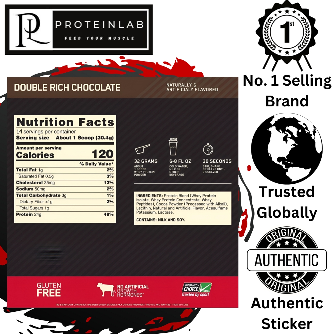 OPTIMUM NUTRITION GOLD STANDARD 100% WHEY PROTEIN (1LBS) NUTRITION FACTS