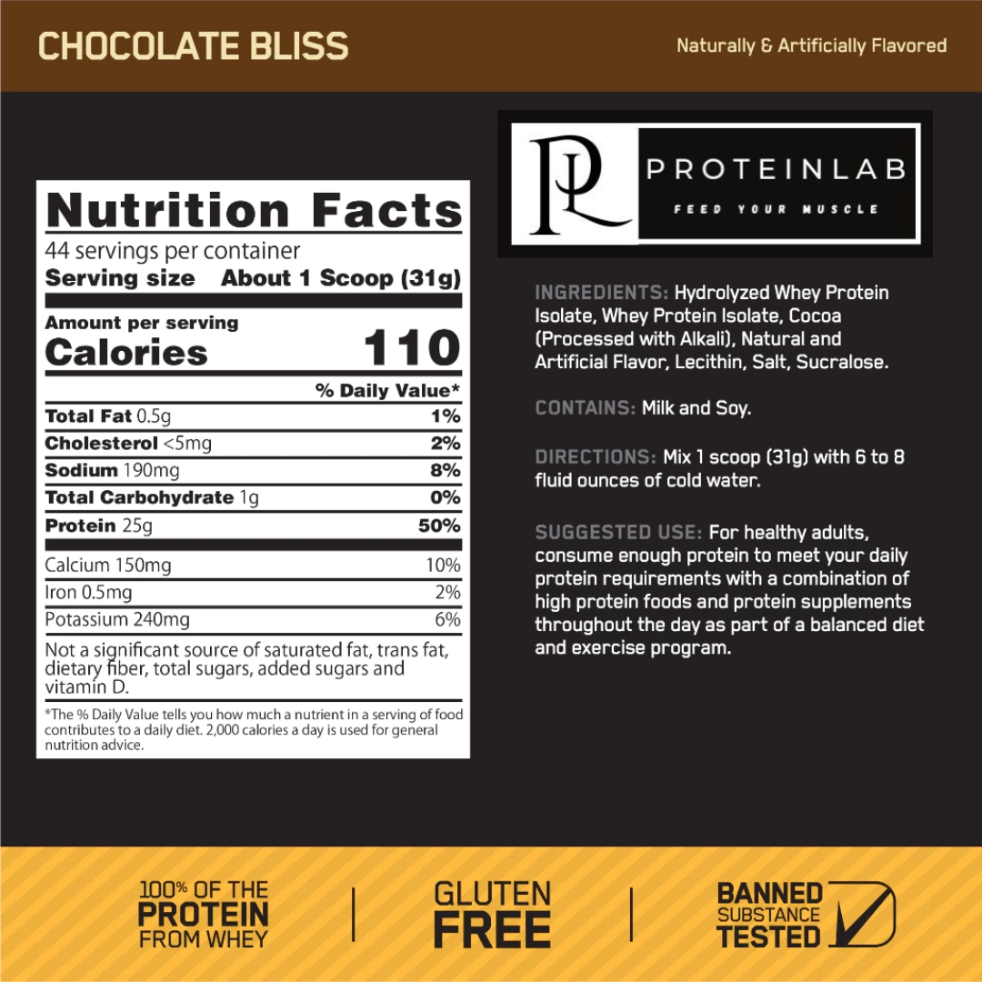 OPTIMUM NUTRITION 100% GOLD STANDARD ISOLATE 5LBS CHOCOLATE BLISS SUPPLEMENT FACTS