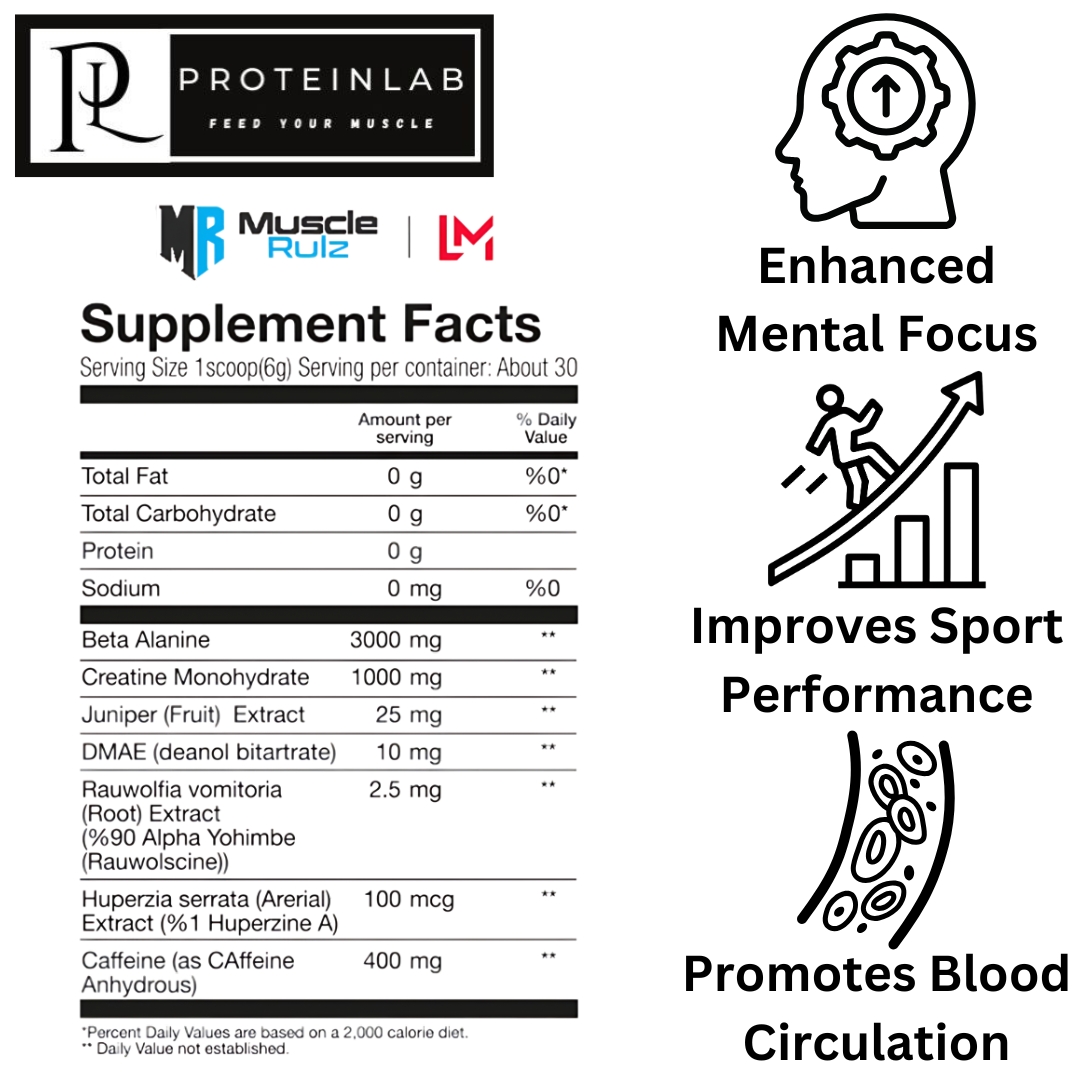 MUSCLERULZ JET RULZ XTREME SUPPLEMENT FACTS (30 SERVINGS)