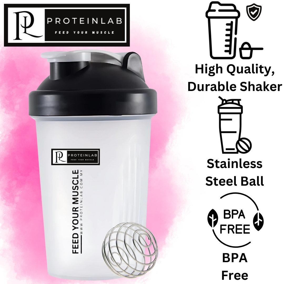 PROTEINLAB SHAKER BOTTLE _FEED YOUR MUSCLE_ (450ML) BLACK CAP