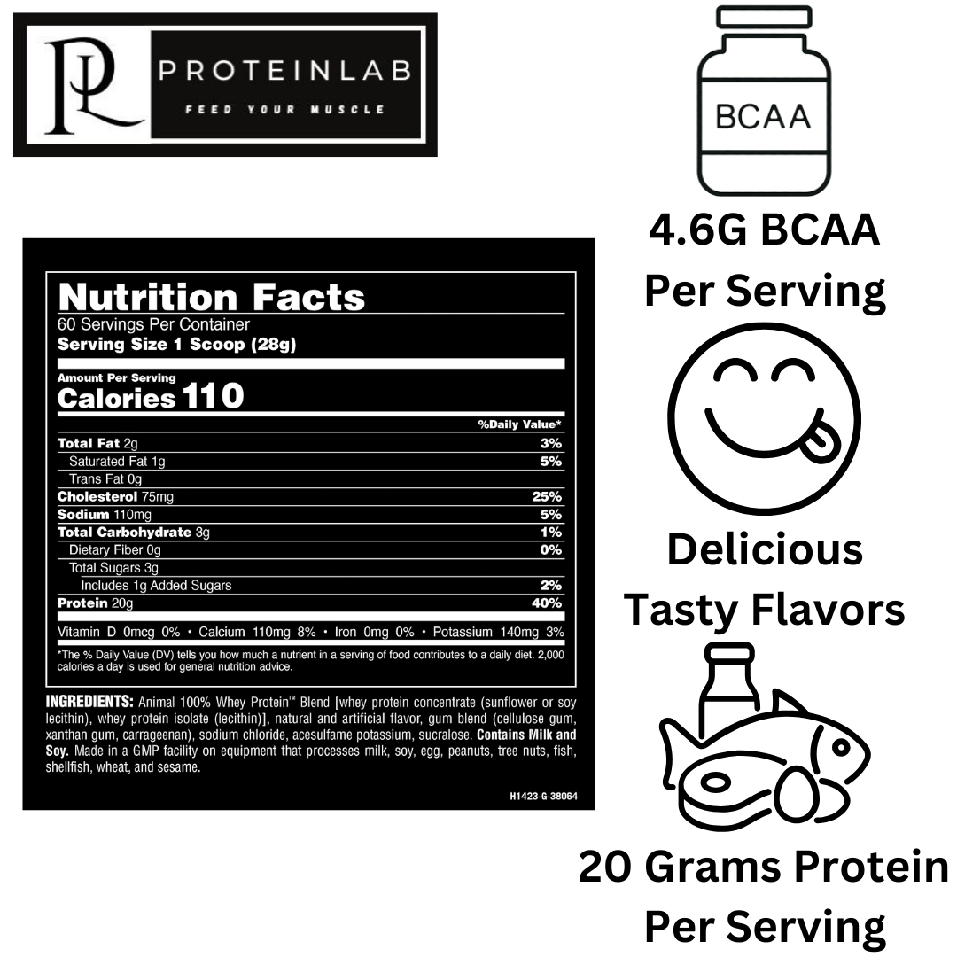 UNIVERSAL ANIMAL 100% WHEY PROTEIN 4LBS SUPPLEMENT FACTS
