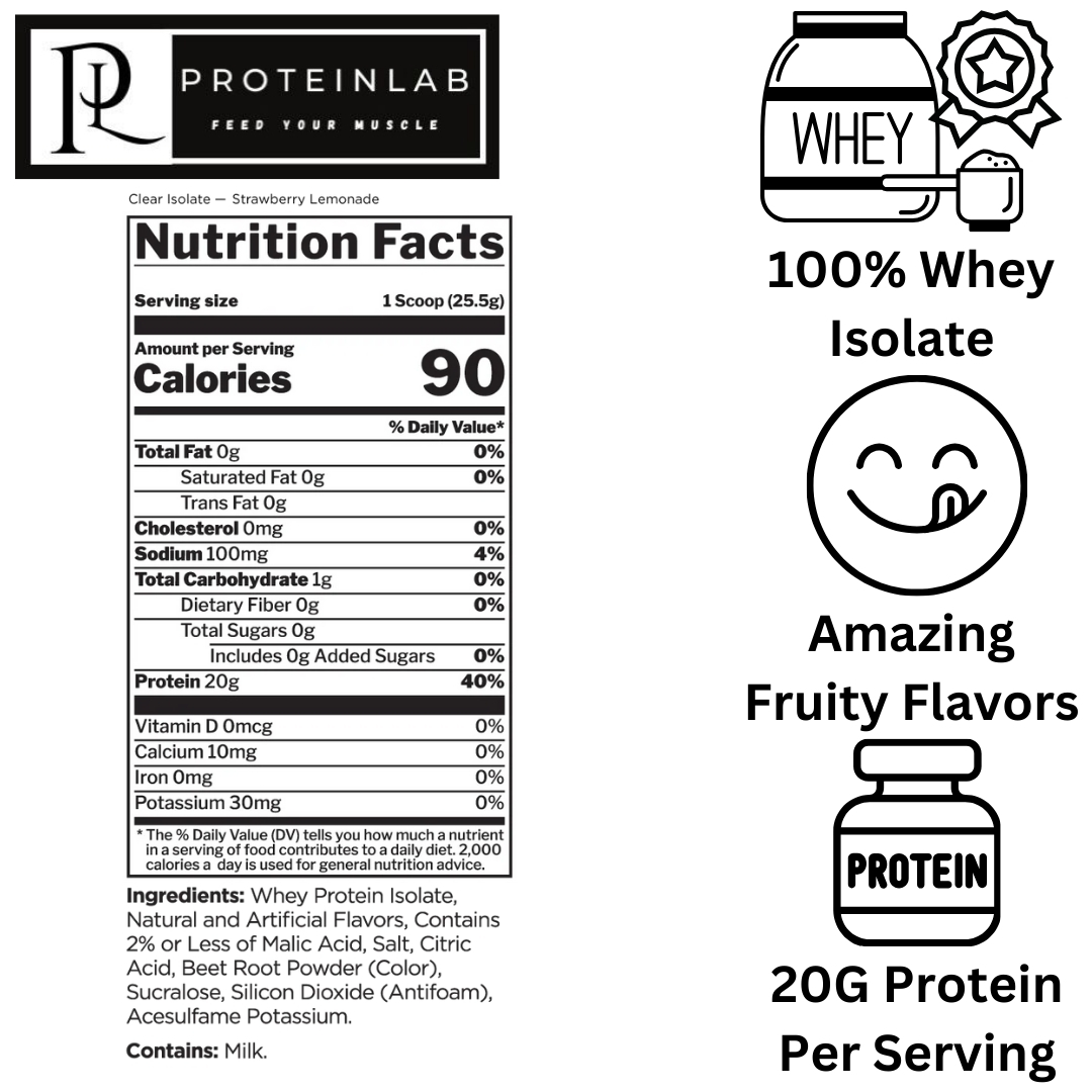 RULE 1 CLEAR ISOLATE 1.5LBS SUPPLEMENT FACTS (STRAWBERRY LEMONADE)