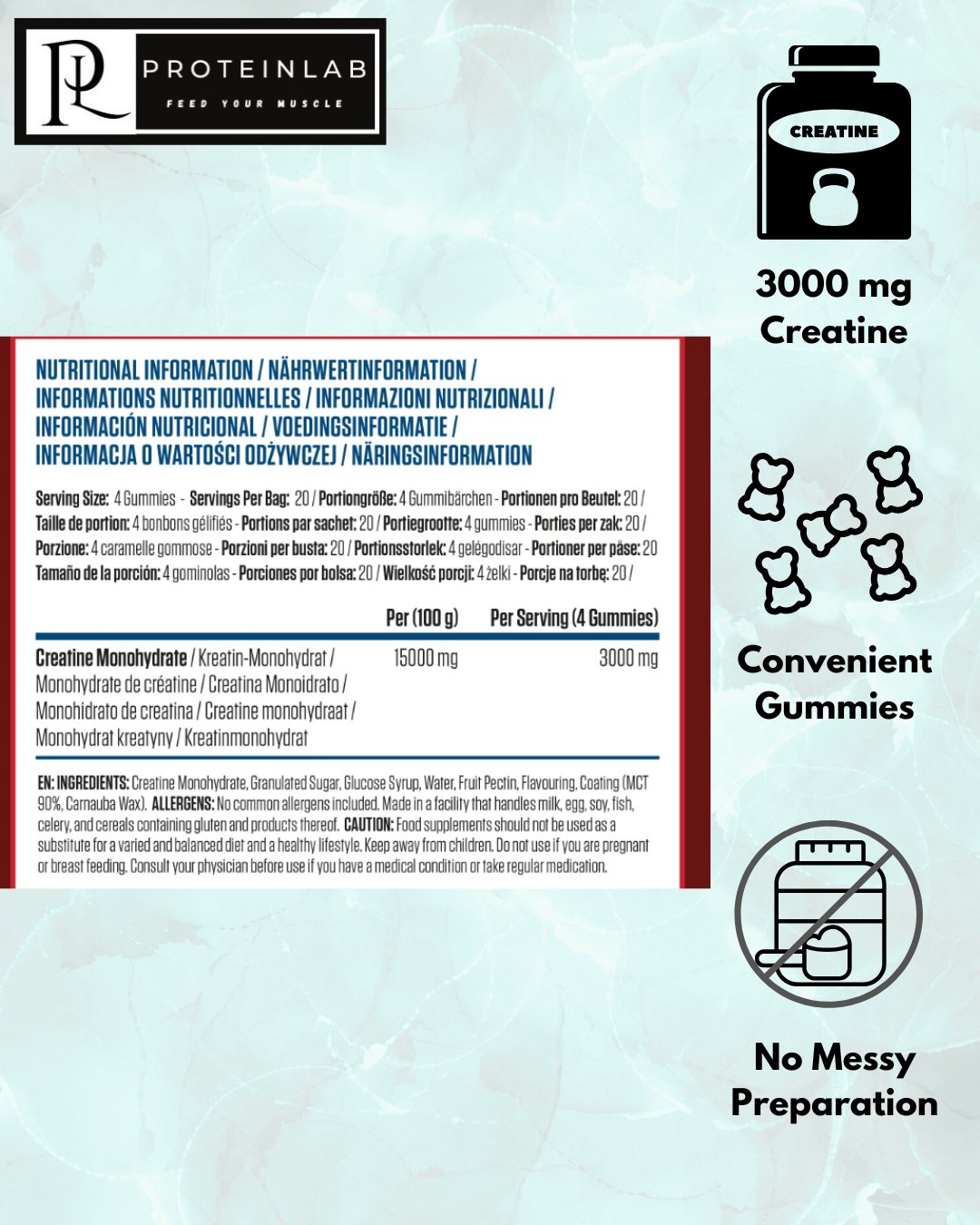 Applied Nutrition Creatine Monohydrate Gummies Nutritional Info