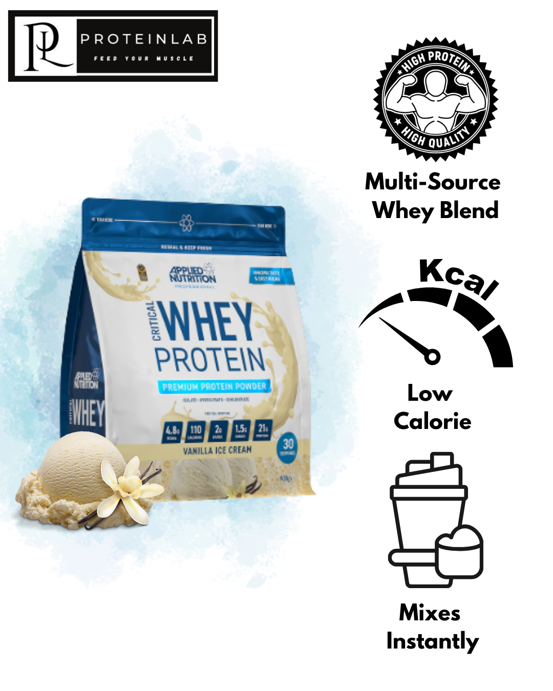 Applied Nutrition Critical Whey (Vanilla Ice Cream) (900g)