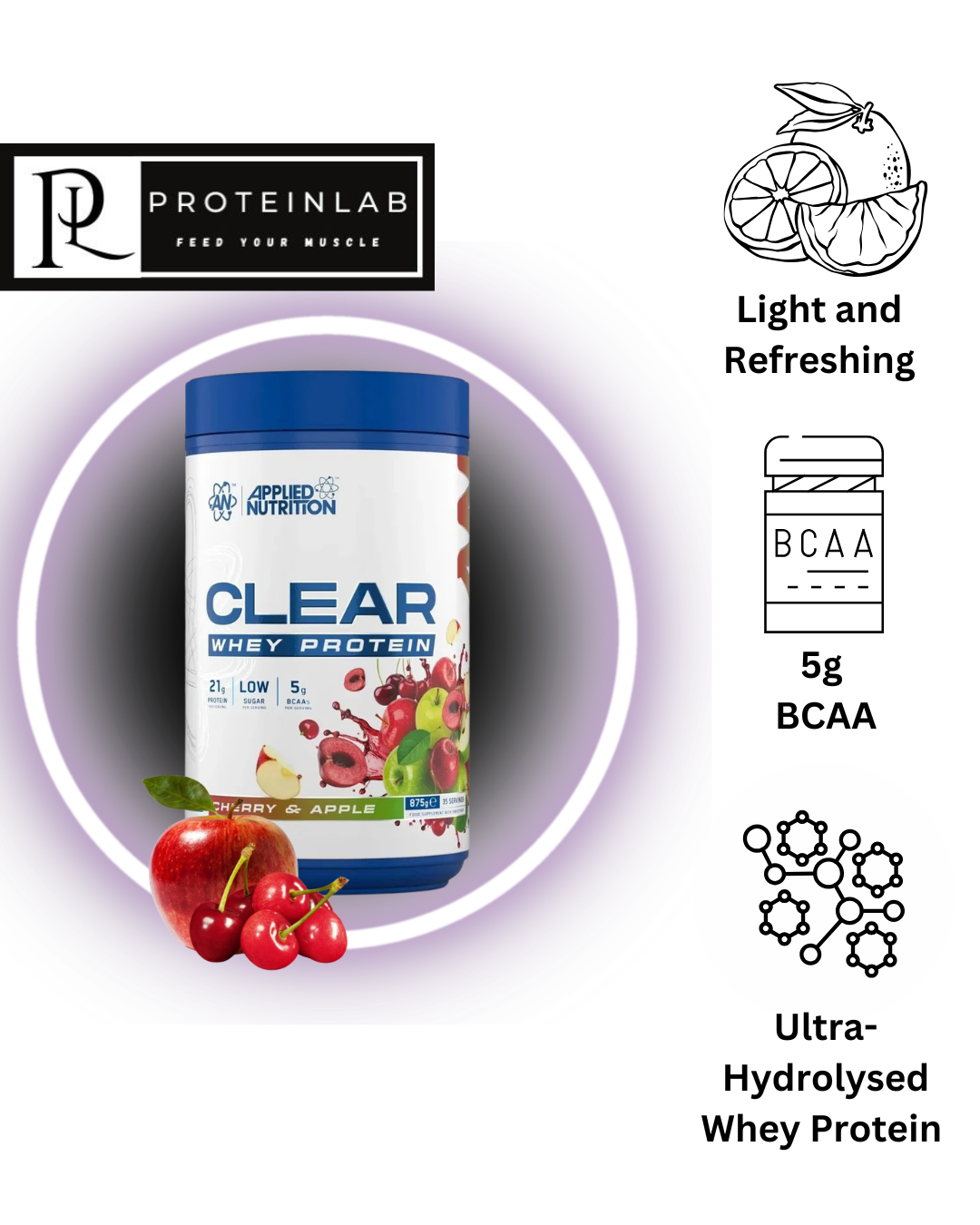 Applied Nutrition Clear Whey (Cherry & Apple) (875g) (35 Servings)