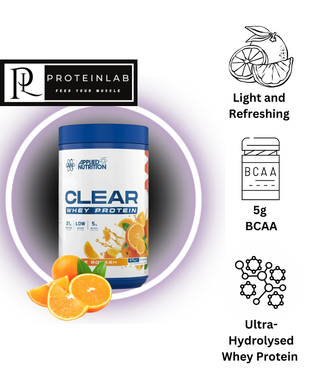 Applied Nutrition Clear Whey (Orange Squash) (875g) (35 Servings)