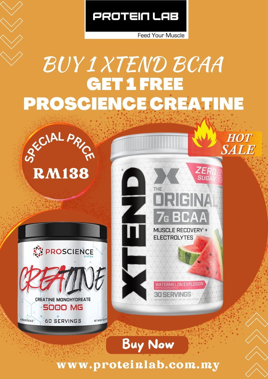 Buy 1 Xtend BCAA Get 1 Free ProScience Creatine at RM 138