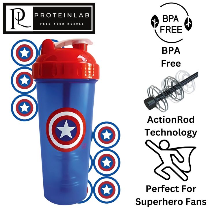 PERFECT SHAKER BOTTLE HERO MARVEL _CAPTAIN AMERICA_ (RED CAP & BLUE BODY) MAIN PHOTO