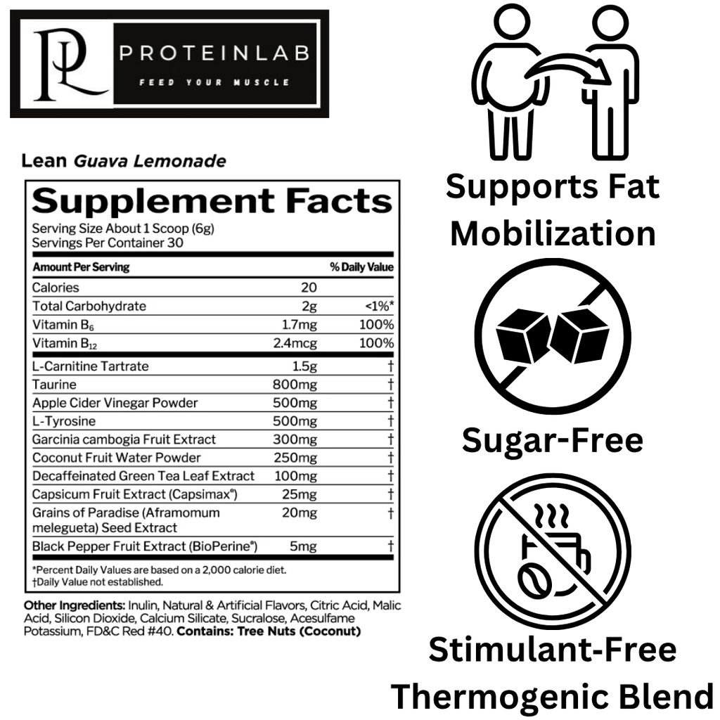 RULE 1 LEAN (30 SERVINGS) (GUAVA LEMONADE) SUPPLEMENT FACTS