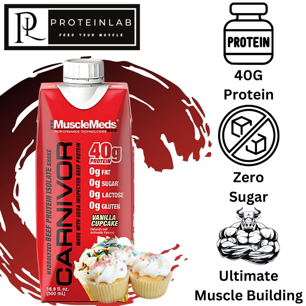 MUSCLEMEDS BEEF PROTEIN ISOLATE CARNIVOR SHAKE (500ML) (VANILLA CUPCAKE)