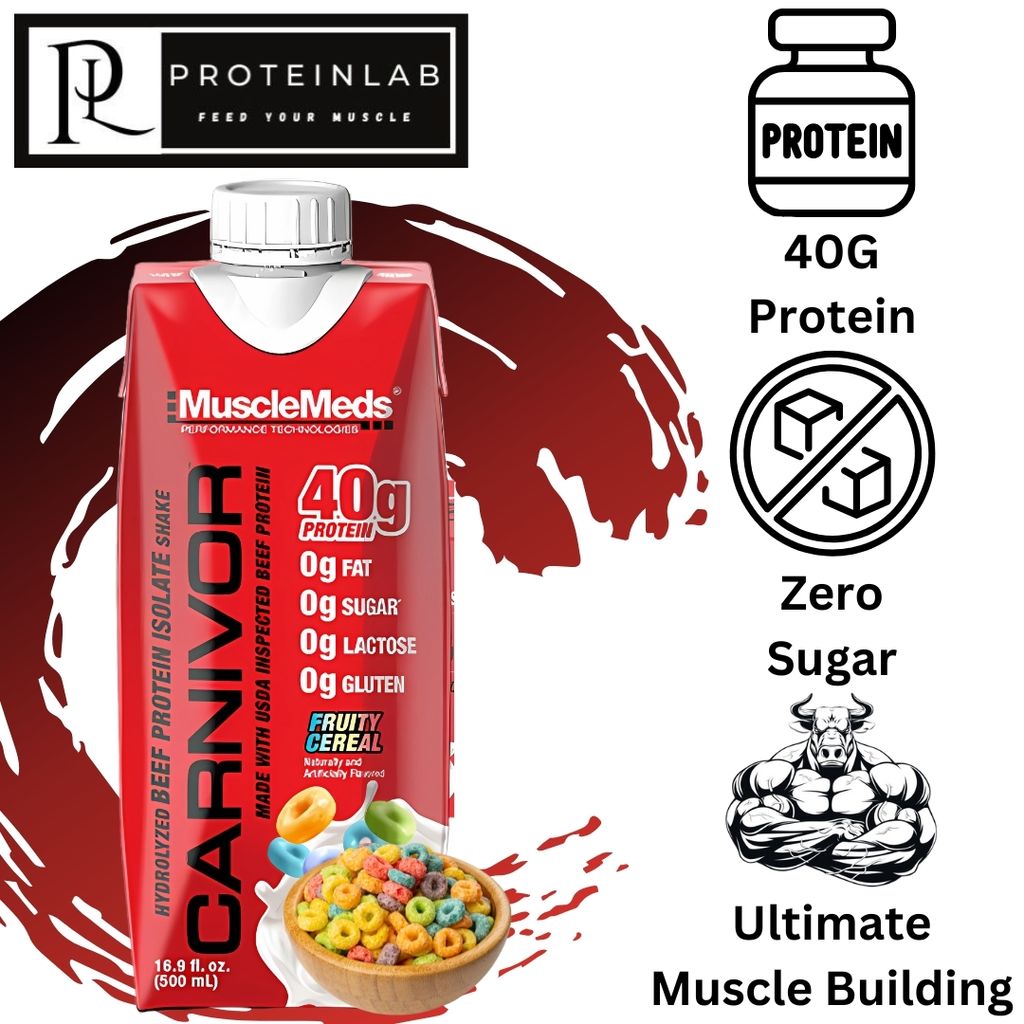 MUSCLEMEDS BEEF PROTEIN ISOLATE CARNIVOR SHAKE (500ML) (FRUITY CEREAL)