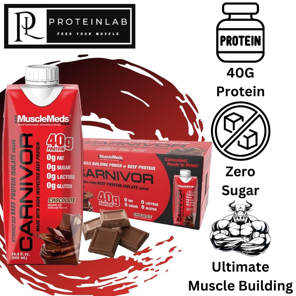 MUSCLEMEDS BEEF PROTEIN ISOLATE CARNIVOR SHAKE (500ML) (PACK OF 12) (CHOCOLATE)