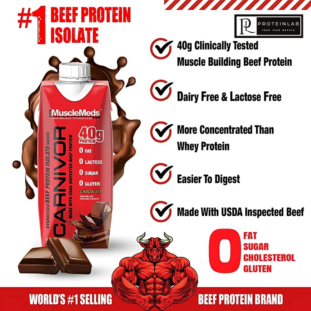 MUSCLEMEDS BEEF PROTEIN ISOLATE CARNIVOR SHAKE (500ML) DESIGN 1