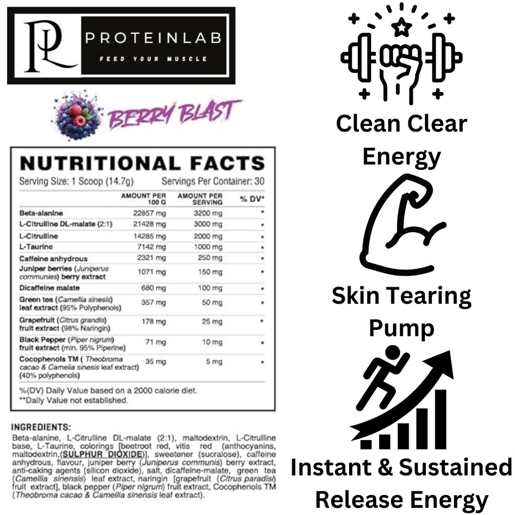CORE CHAMPS RDX XTREME PRE-WORKOUT 30SV BERRY BLAST NUTRITIONAL INFORMATION