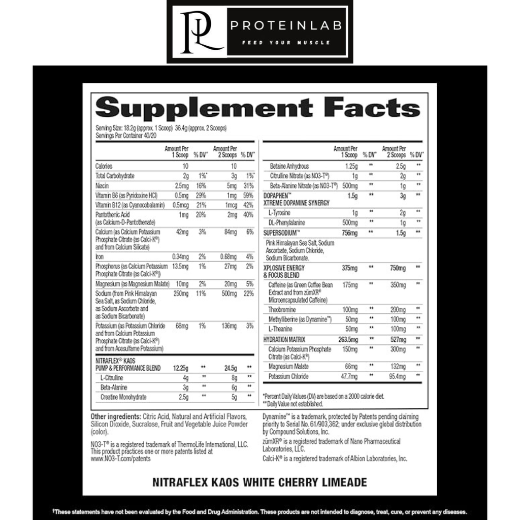 GAT SPORTS NITRAFELX 30 SERVINGS SUPPLEMENT FACTS