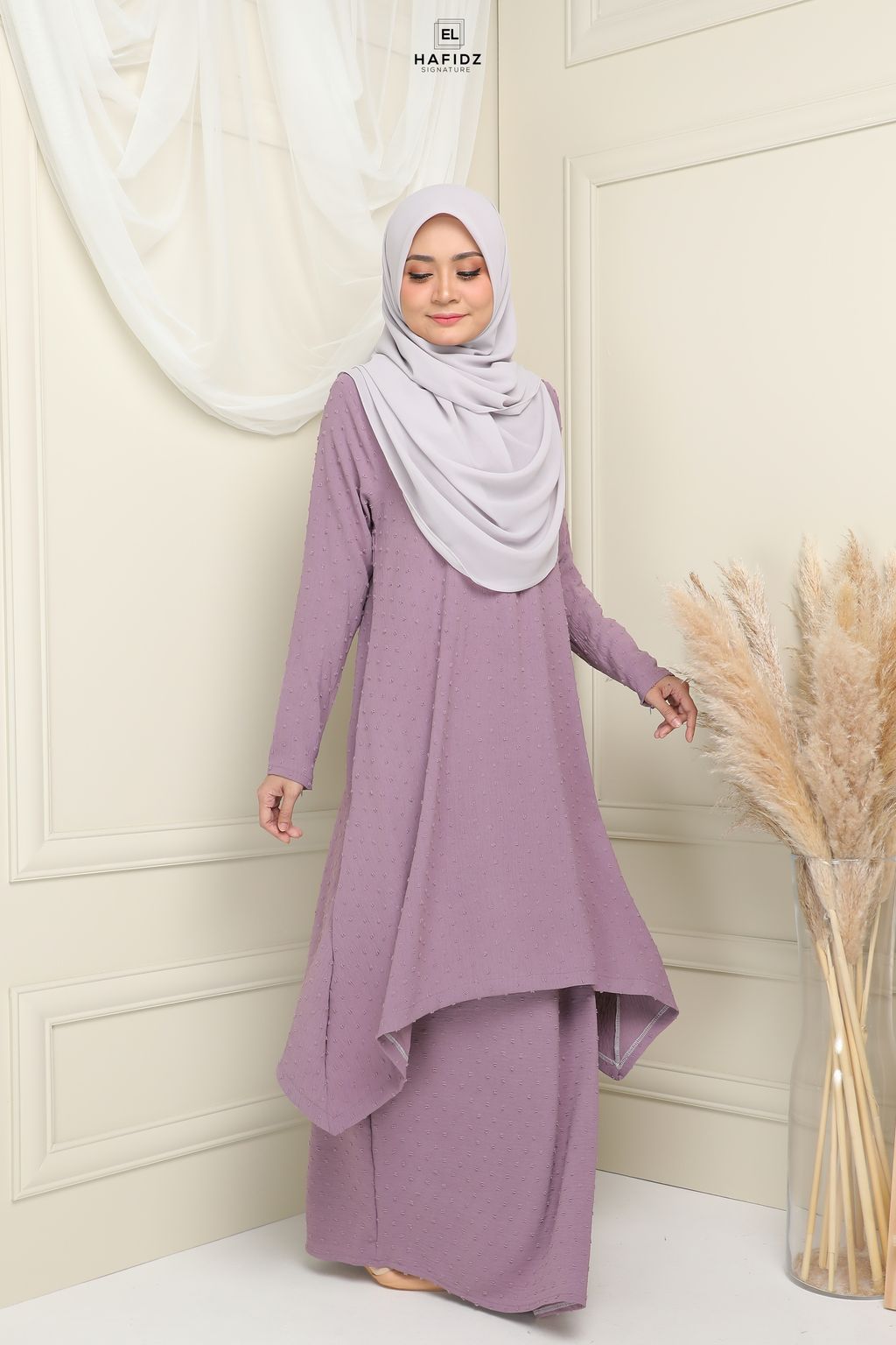 Jameela Ironless Kurung in Purple Lilac – ELHAFIDZ