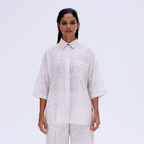 White batik shirt for women made by Kapten Batik