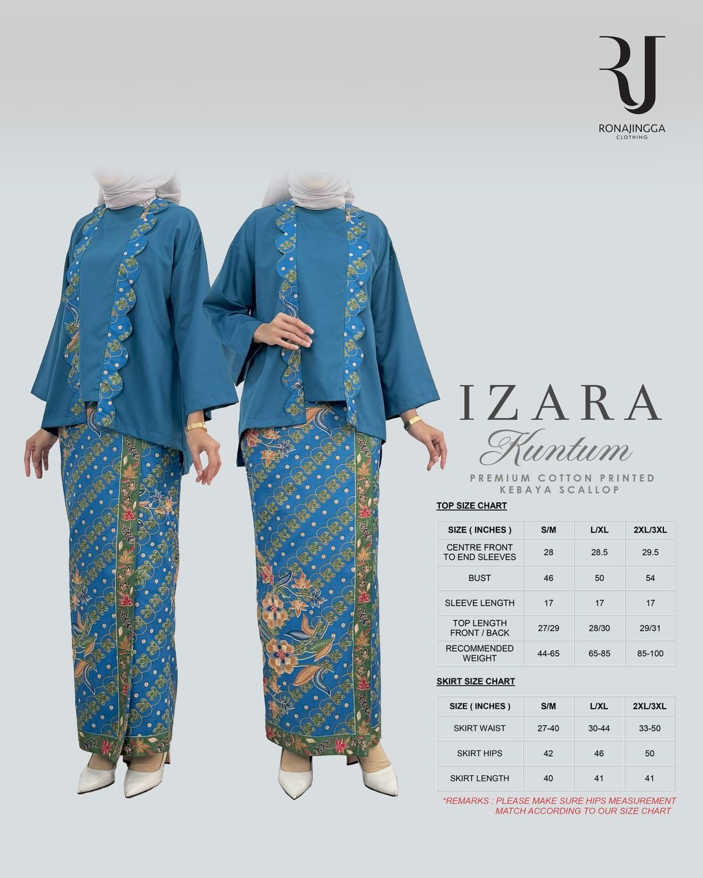 IZARA KEBAYA SCALLOP SIZE