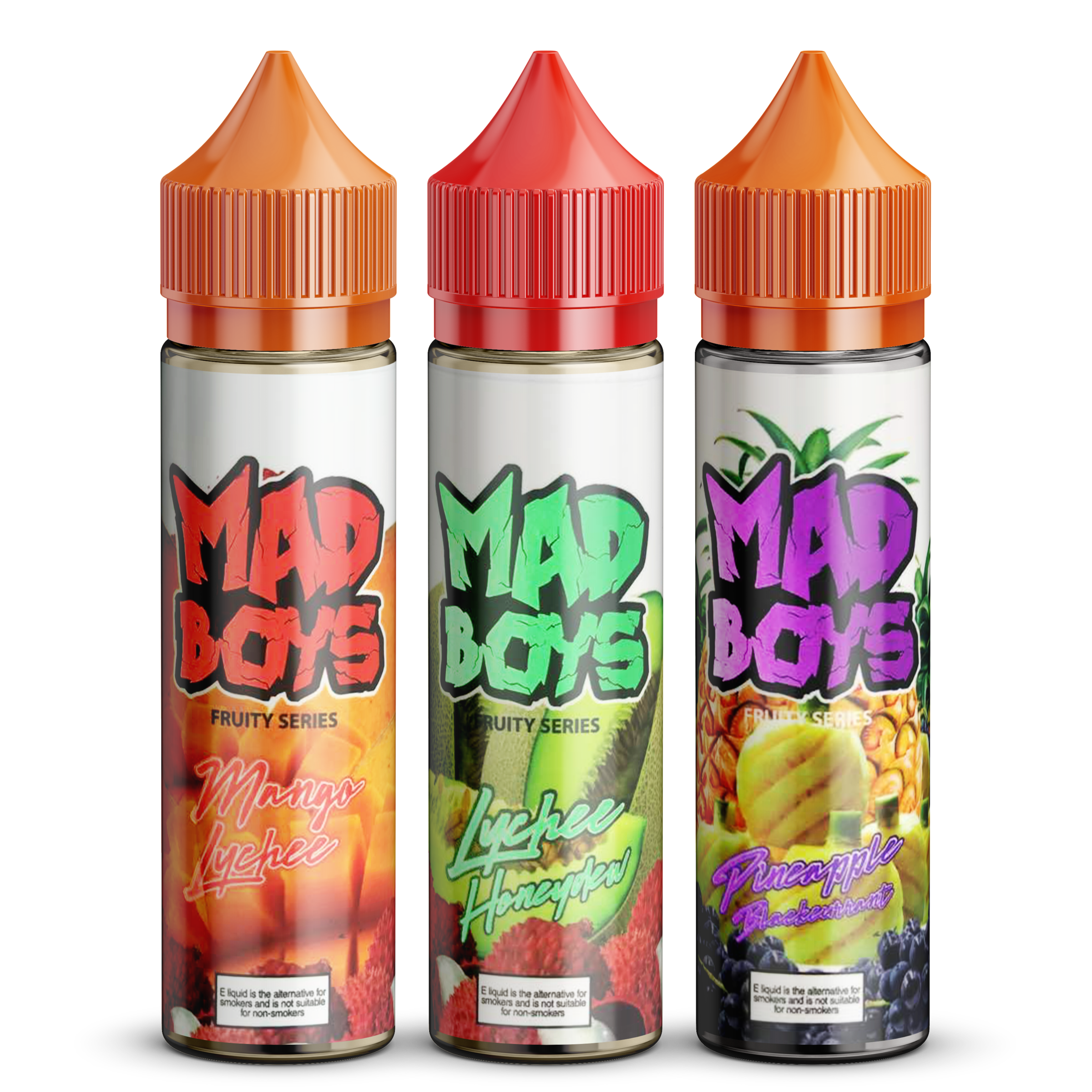 Ready Stock Mad Boys Fruity Freebase 60ml 4 Flavours Pineapple Lychee Mango Honeydew Vape E Juice