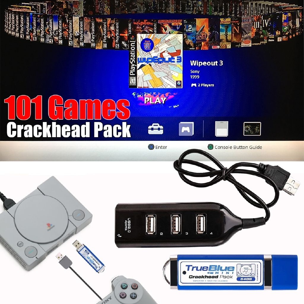 True Blue Mini Crackhead Pack 64G 101 Games for PlayStation Classic PS1 PS  One – KB GameZone Sdn Bhd | Largest GameStore