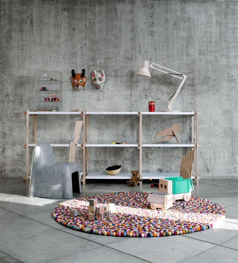 Woody Low white shelf oak frame_Pinocchio multi colour_Little Nobody light grey.jpg