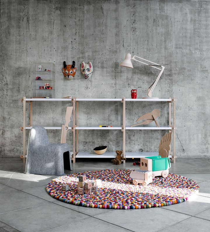 Woody Low white shelf oak frame_Pinocchio multi colour_Little Nobody light grey.jpg