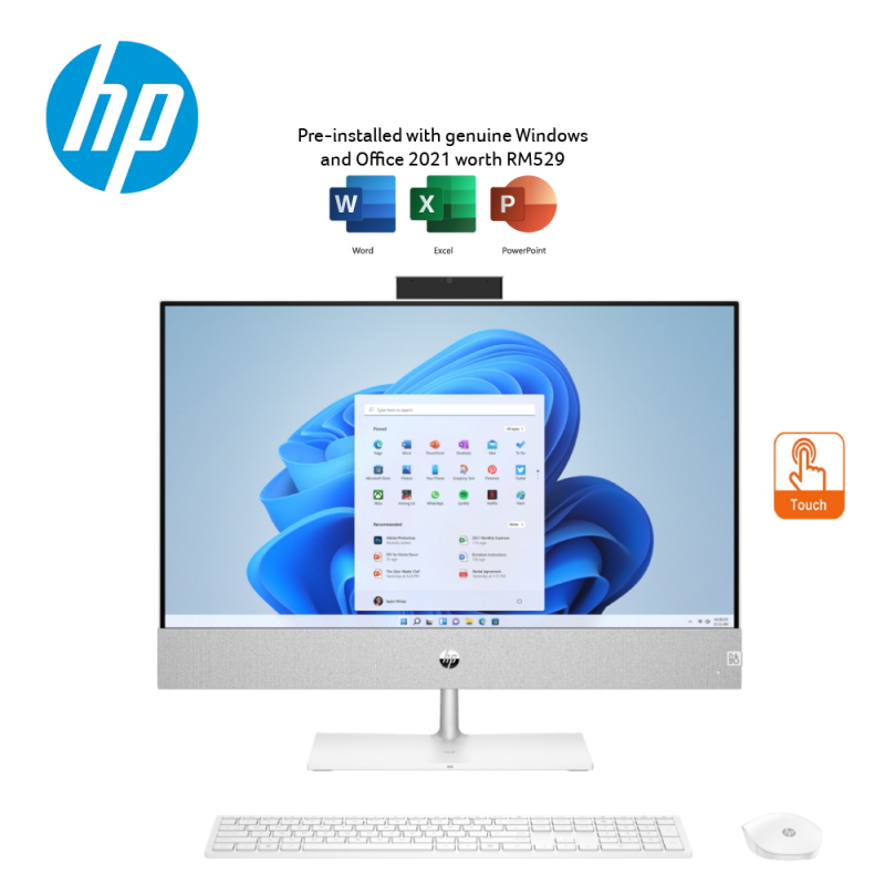 HP Pavilion 27-CA2001d 27" Touch FHD All-In-One Desktop PC White ( I7-13700T, 16GB, 1TB SSD, RTX3050 4GB, W11, HS )