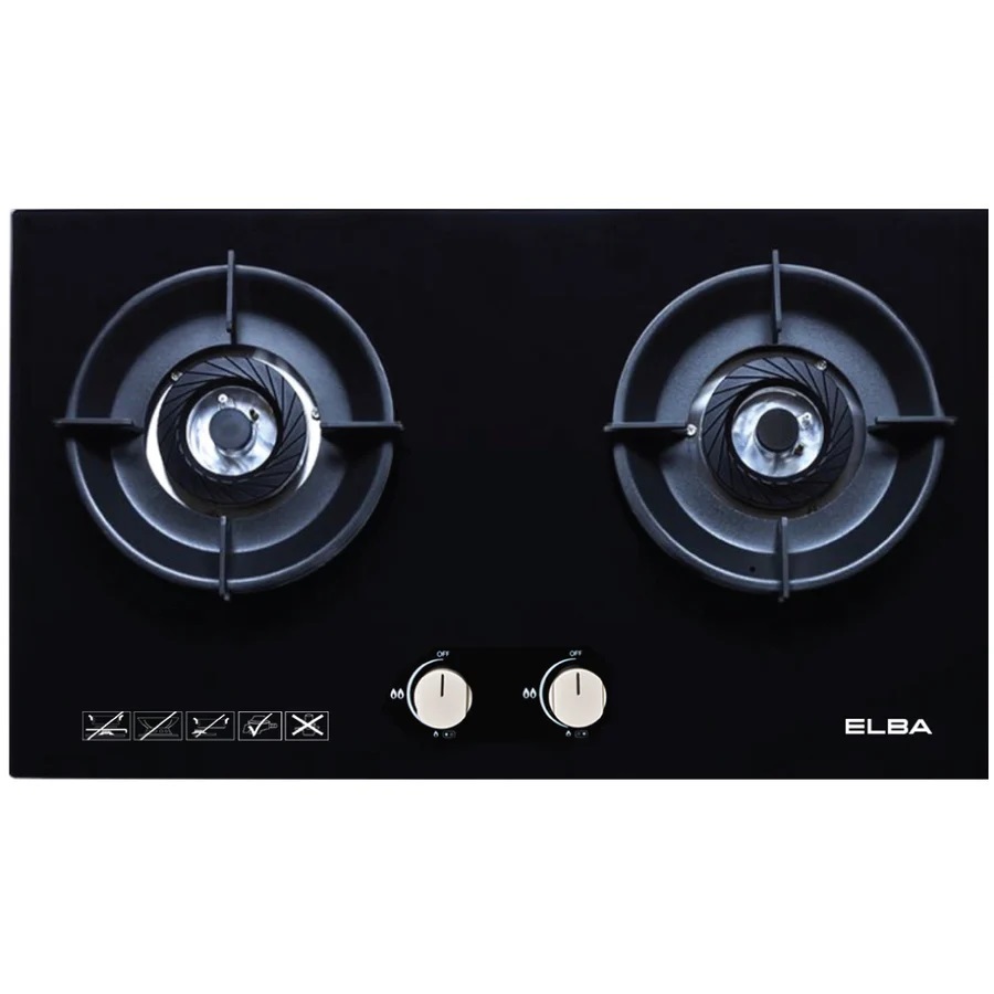 Elba 2 Burner Built-In Glass Gas Cooker Hob EGH-N8822G(BK)