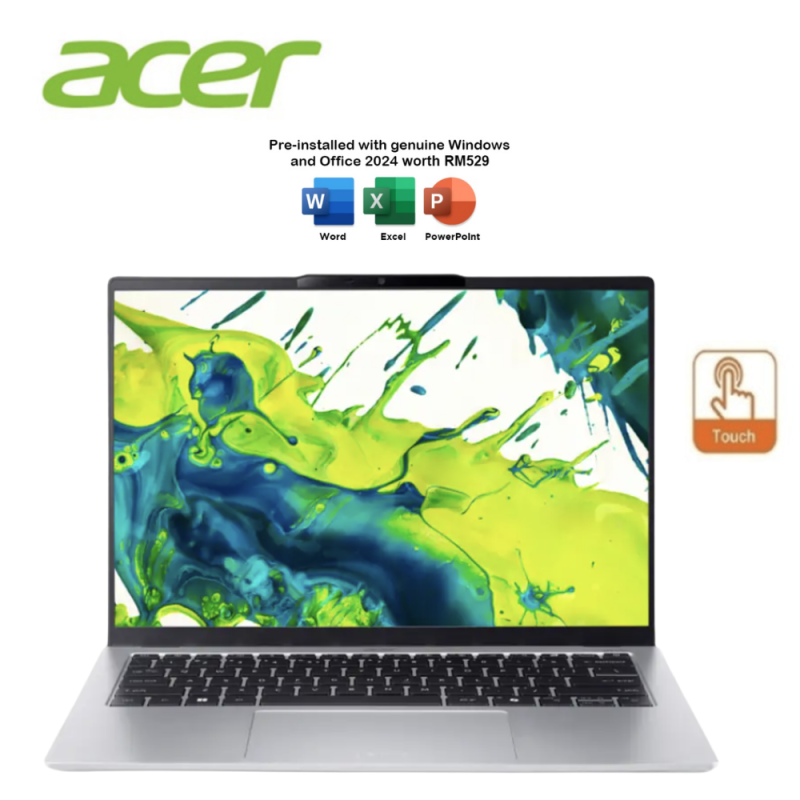 Acer Swift Go 14 SFG14-74T-96C0 14" WUXGA Touch Laptop Pure Silver ( CU9-285H, 32GB, 1TB SSD, Intel 