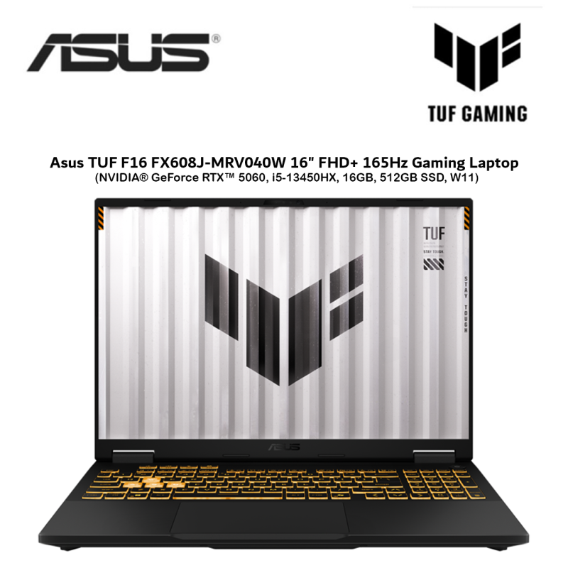 Asus TUF F16 FX608J-MRV040W 16" FHD+ 165Hz Gaming Laptop ( NVIDIA® GeForce RTX™ 5060, i5-13450HX, 16