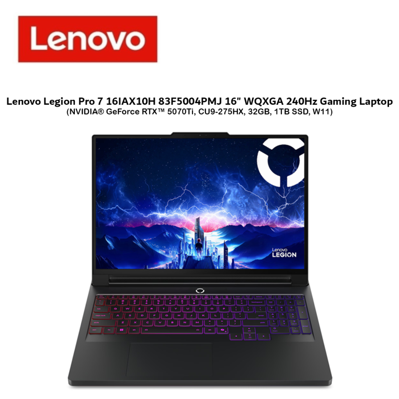 Lenovo Legion Pro 7 16IAX10H 83F5004PMJ 16" WQXGA 240Hz Laptop ( NVIDIA® RTX™ 5070Ti, CU9-275HX, 32G