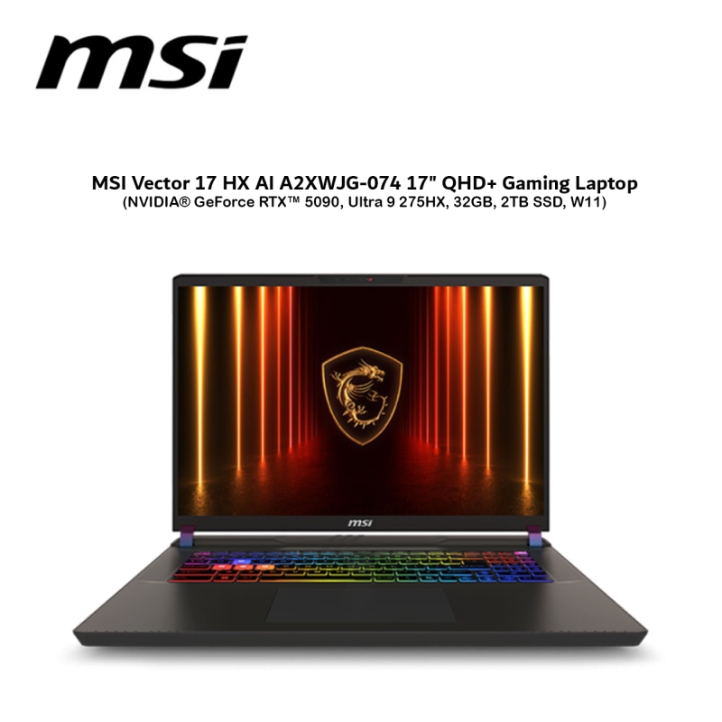 MSI Vector 17 HX AI A2XWJG-074 17" QHD+ Gaming Laptop ( NVIDIA® GeForce RTX™ 5090, Ultra 9 275HX, 32