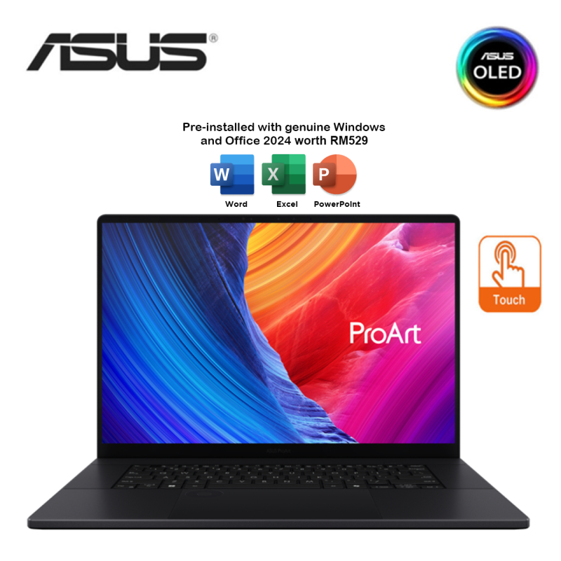 Asus ProArt P16 OLED H7606W-PME038WS 16" 4K Touch Laptop Black ( AI 9 HX 370, 32GB, 2TB SSD, RTX5070