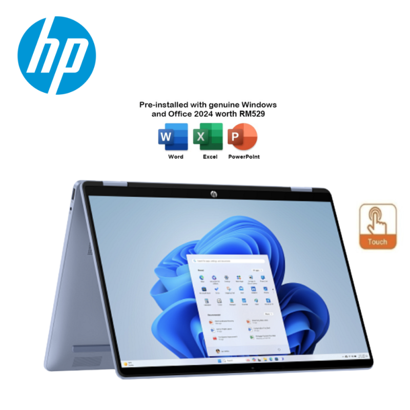 HP OmniBook 5 Flip 14-fp0027TU 14" 2K Touch Laptop Sky Blue ( C5-120U, 16GB, 512GB SSD, Intel, W11, 