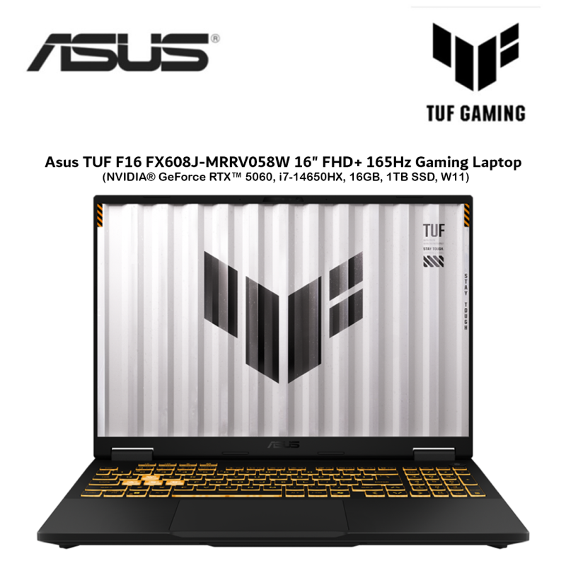 Asus TUF F16 FX608J-MRRV058W 16" FHD+ 165Hz Gaming Laptop ( NVIDIA® GeForce RTX™ 5060, i7-14650HX, 1