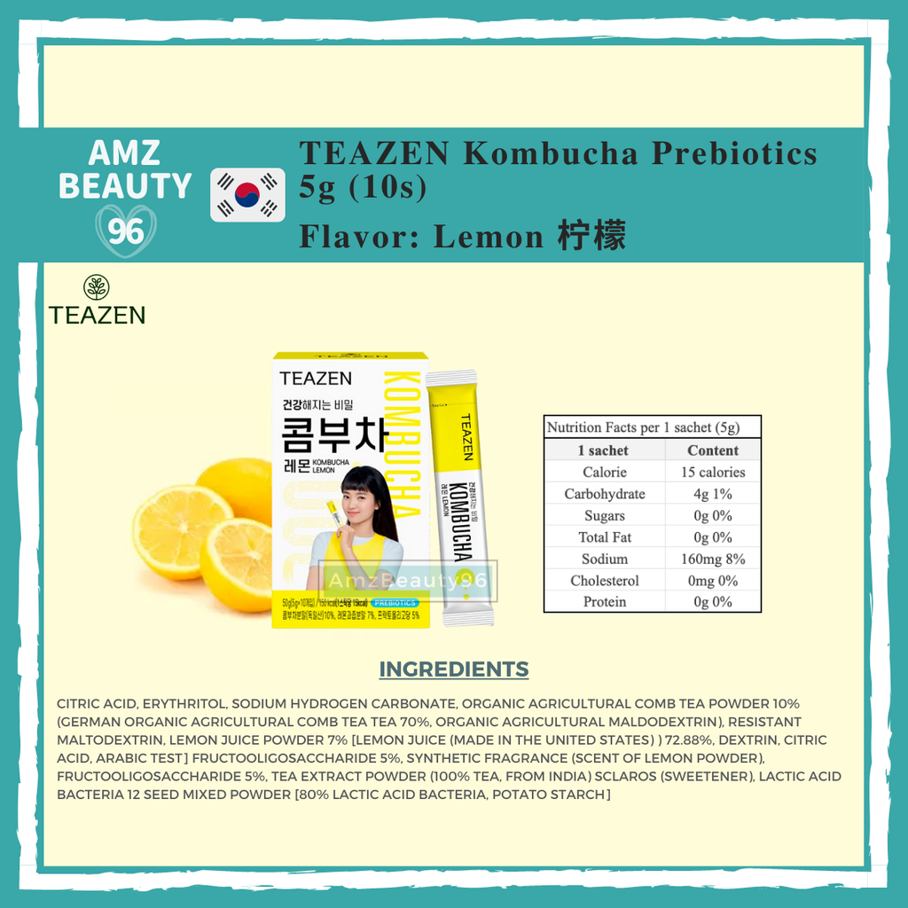 Teazen Kombucha Tea Prebiotics (5g) 01 Lemon 10s