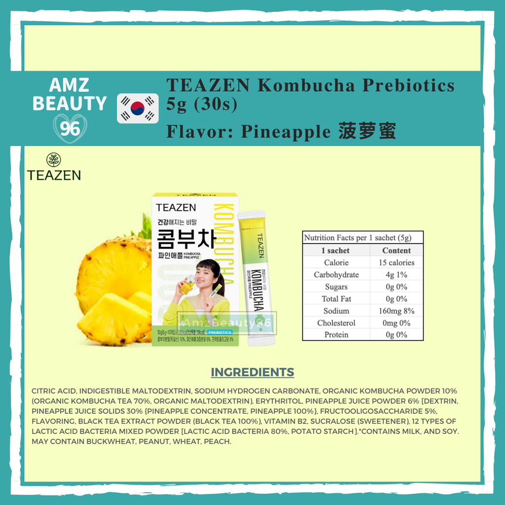 Teazen Kombucha Tea Prebiotics (5g) 01 Pineapple 10s