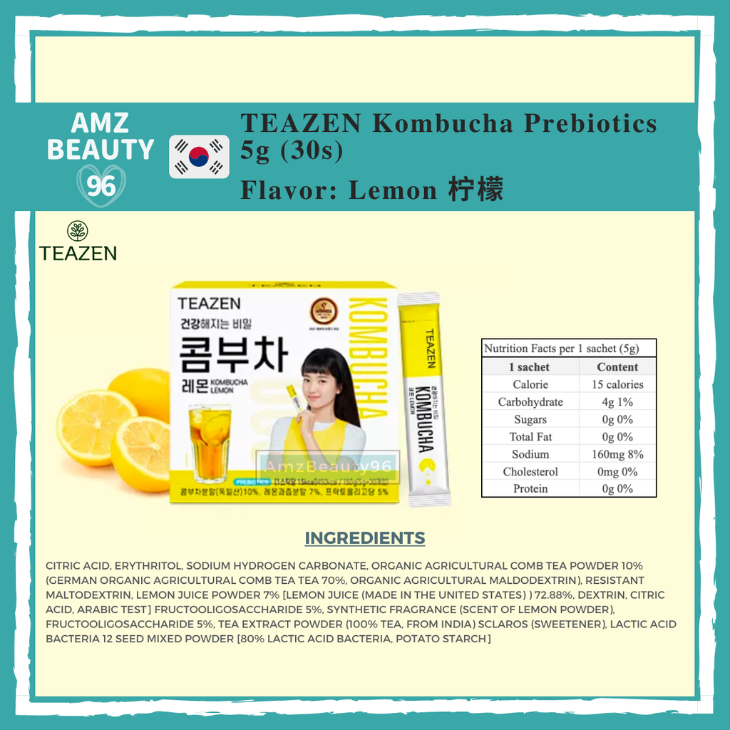 Teazen Kombucha Tea Prebiotics (5g) 01 Lemon 30s