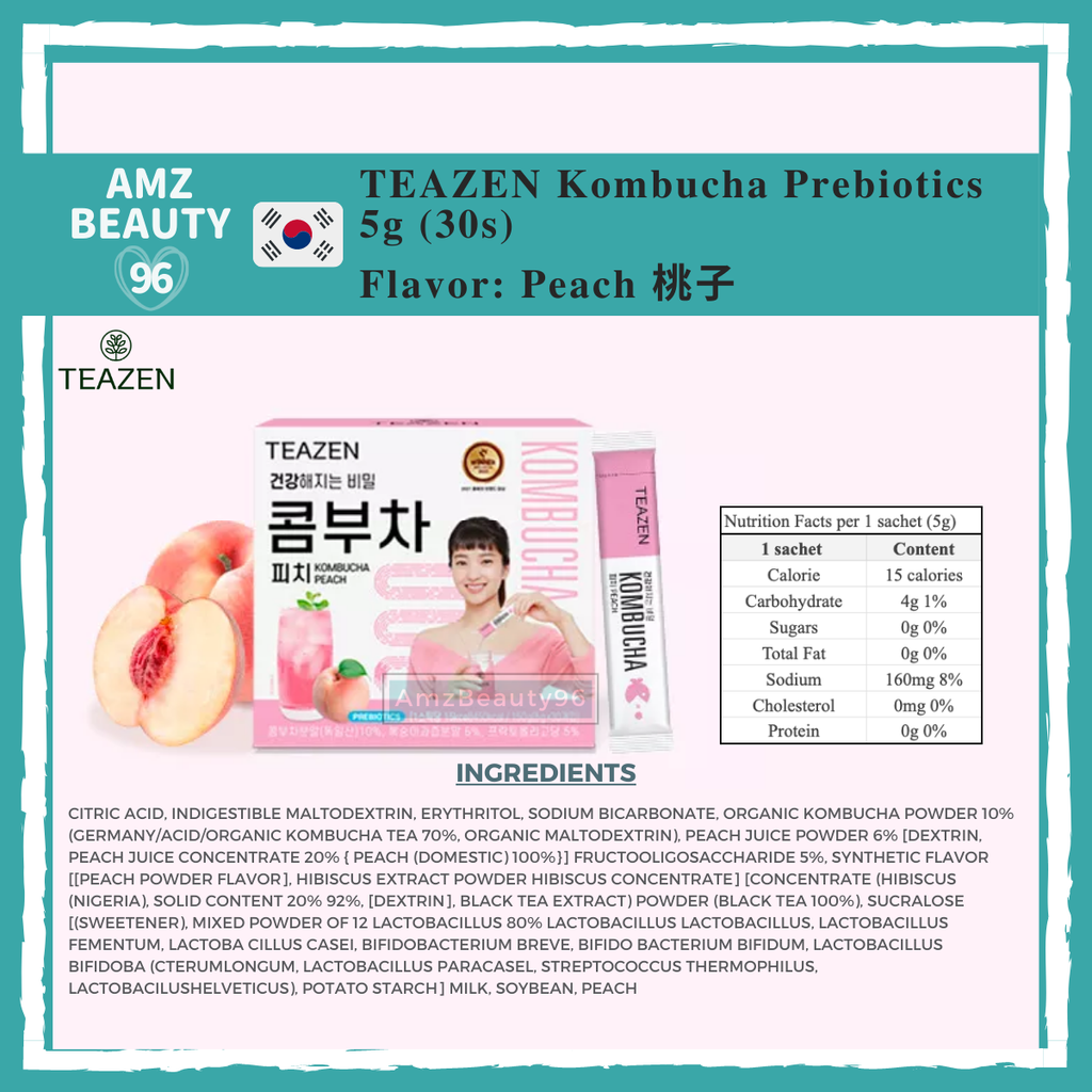 Teazen Kombucha Tea Prebiotics (5g) 01 Peach 30s